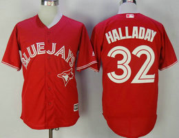 Toronto Blue Jays #32 Roy Halladay Red Game Authentic Stitched MLB Jersey