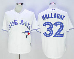 Toronto Blue Jays #32 Roy Halladay White Game Authentic Stitched MLB Jersey