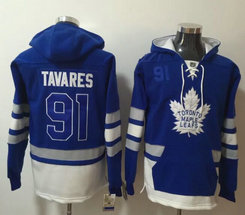 Toronto Maple Leafs #91 John Tavares Blue All Stitched Hooded Sweatshirt