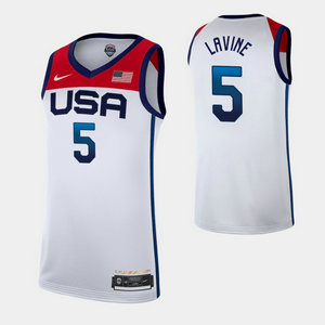 USA Team #5 Zach LaVine White 2021 Tokyo Olympics Jersey