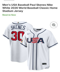 USA team #30 Paul Skenes White 2026 worl Baseball Classic Jersey