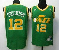 Utah Jazz #12 John Stockton Green Throwback Stitched NBA Jerse