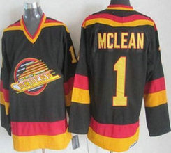 Vancouver Canucks #1 Kirk McLean Black Throwback CCM Authentic Stitched NHL Jersey