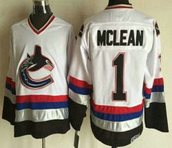 Vancouver Canucks #1 Kirk McLean White Throwback CCM Authentic stitched NHL jersey