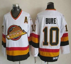 Vancouver Canucks #10 Pavel Bure White Throwback CCM A Patch Authentic Stitched NHL Jerseys