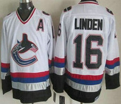 Vancouver Canucks #16 Trevor Linden White Throwback CCM A Patch Authentic Stitched NHL Jersey