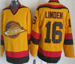 Vancouver Canucks #16 Trevor Linden Yellow Throwback CCM Authentic Stitched NHL Jersey