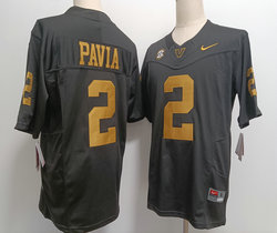 Vanderbilt Commodores #2 Diego Pavia Black Gold name College Football Jersey