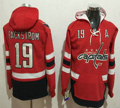Washington Capitals #19 Nicklas Backstrom Red Authentic Stitched Hoodies Hockey