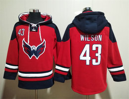 Washington Capitals #43 Tom Wilson Red All Stitched Hooded Sweatshirt
