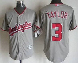 Washington Nationals #3 Michael Taylor Away Gray Game Authentic Stitched MLB Jersey