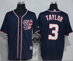 Washington Nationals #3 Michael Taylor Blue Game Authentic Stitched MLB jersey