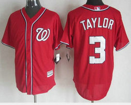 Washington Nationals #3 Taylor Red Game Authentic Stitched MLB jersey