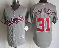 Washington Nationals #31 Max Scherzer Away Gray Game Authentic Stitched MLB Jersey