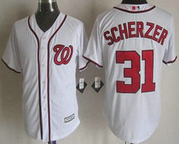Washington Nationals #31 Max Scherzer White Game Authentic Stitched MLB Jersey