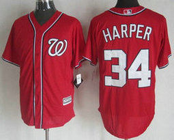 Washington Nationals #34 Bryce Harper Red Game Authentic Stitched MLB jersey
