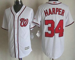 Washington Nationals #34 Bryce Harper White Game Authentic Stitched MLB Jersey