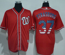 Washington Nationals #37 Stephen Strasburg Red USA Flag Authentic Stitched MLB jersey