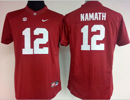 Women's Alabama Crimson Tide #12 Joe Namath Red Authentic Stitched College Football Jersey
