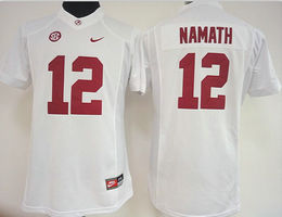 Women's Alabama Crimson Tide #12 Joe Namath White Authentic Stitched College Football Jersey