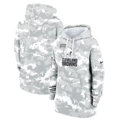 Women's Cleveland Browns 2024 Camo Salute To Service Pullove Hoodie 2