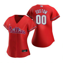 Women's Custom Nike Philadelphia Phillies Red Game Authentic Stitched MLB Jersey