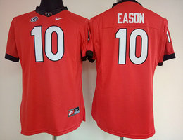 Women's Georgia Bulldogs #10 Jacob Eason Red Authentic Stitched College Football Jersey