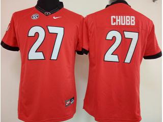 Women's Georgia Bulldogs #27 Nick Chubb Red College Football Jersey