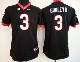 Women's Georgia Bulldogs #3 Todd Gurley II Black Authentic Stitched College Football Jersey