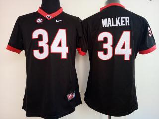 Women's Georgia Bulldogs #34 Herchel Walker Black College Football Jersey