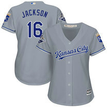 Women's Kansas City Royals #16 Bo Jackson Grey Authentic Stitched MLB Jersey