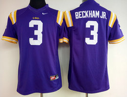 Women's LSU Tigers #3 Odell Beckham Jr Purple Stitched NCAA Jersey