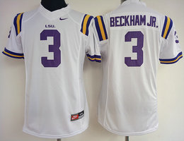 Women's LSU Tigers #3 Odell Beckham Jr White Stitched NCAA Jersey