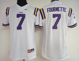 Women's LSU Tigers #7 Leonard Fournette White Authentic Stitched College Football Jersey