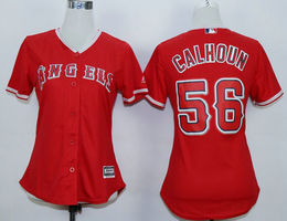 Women's Los Angeles Angels of Anaheim #56 Kole Calhoun Red Authentic stitched MLB jersey