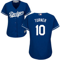 Women's Los Angeles Dodgers #10 Justin Turner Blue New Majestic Authentic Stitched MLB Jersey