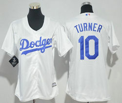 Women's Los Angeles Dodgers #10 Justin Turner White New Majestic Authentic Stitched MLB Jersey
