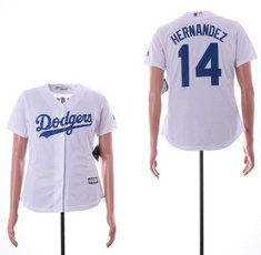Women's Los Angeles Dodgers #14 Enrique Hernandez White Majestic Authentic Stitched MLB jersey