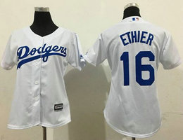 Women's Los Angeles Dodgers #16 Andre Ethier White Authentic Stitched MLB Jersey