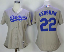Women's Los Angeles Dodgers #22 Clayton Kershaw Grey New Majestic Authentic Stitched MLB Jersey