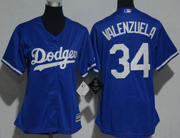 Women's Los Angeles Dodgers #34 Fernando Valenzuela Royal Blue Authentic Stitched MLB Jersey