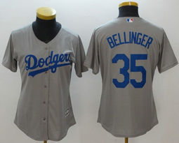 Women's Los Angeles Dodgers #35 Cody Bellinger Grey Authentic Stitched MLB Jersey
