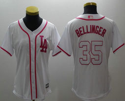 Women's Los Angeles Dodgers #35 Cody Bellinger White Pink Authentic Stitched MLB Jersey