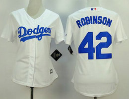 Women's Los Angeles Dodgers #42 Jackie Robinson White New Majestic Authentic Stitched MLB Jersey