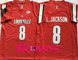 Women's Louisville Cardinals #8 Lamar Jackson Red Vapor Untouchable Stitched College Jersey