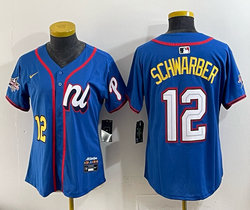 Women's National League #12 Kyle Schwarber Blue 2025 All-Star Baseball Jersey
