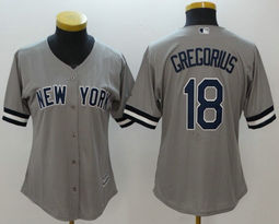 Women's New York Yankees #18 Didi Gregorius Grey Authentic Stitched MLB Jersey