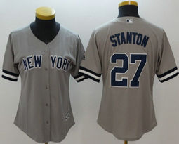 Women's New York Yankees #27 Giancarlo Stanton Grey Authentic Stitched MLB jersey