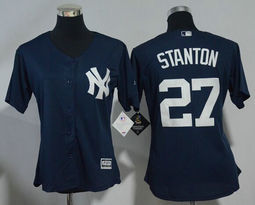 Women's New York Yankees #27 Giancarlo Stanton Navy Authentic Stitched MLB jersey