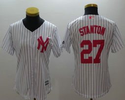 Women's New York Yankees #27 Giancarlo Stanton White Mother's Day Authentic Stitched MLB jersey